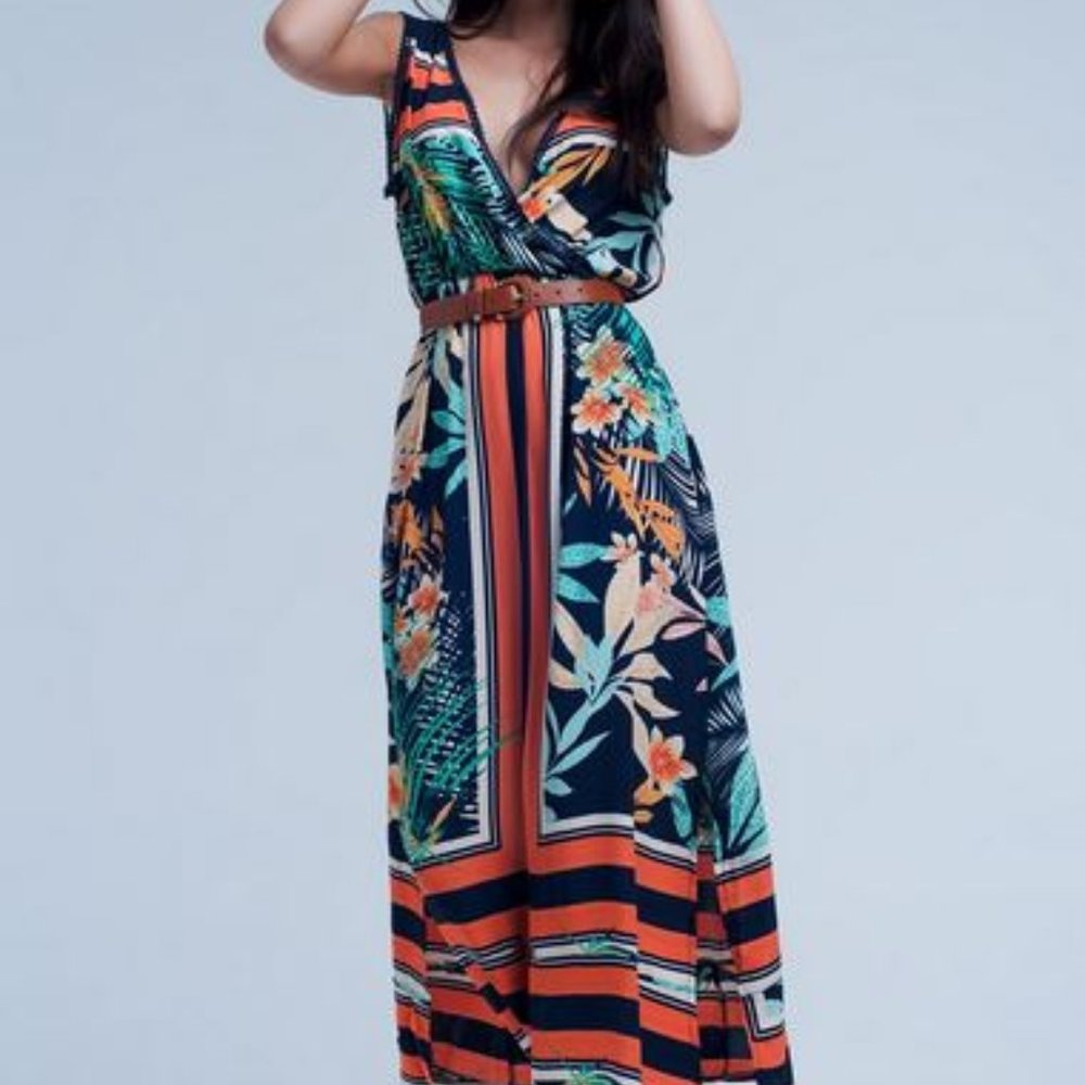 Navy Floral Dress